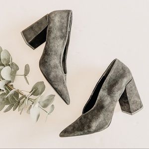 Topshop Grove Black Suede V Cut Black Heel. Size 38 (US 7.5)